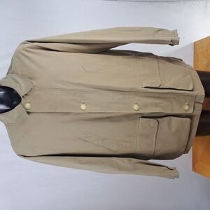 Vintage Nautica double front pocket, full zip, and button front XL tan coat